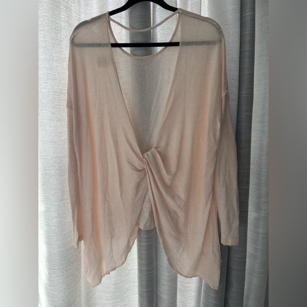 We the Free/Free People Open Twist Back Lightweight Sweater Light Pink Sz Small - Picture 7 of 8